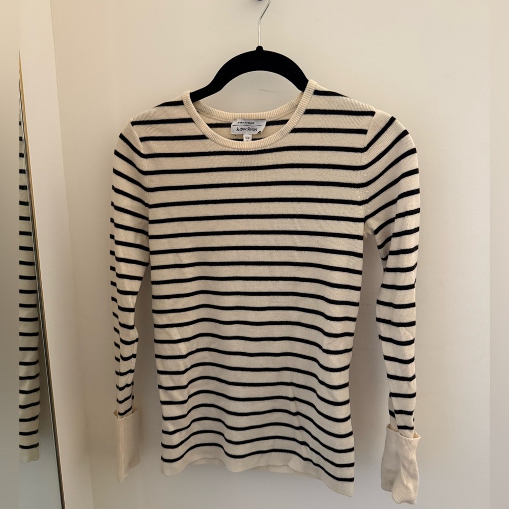 & Other Stories Black and Cream Striped Top